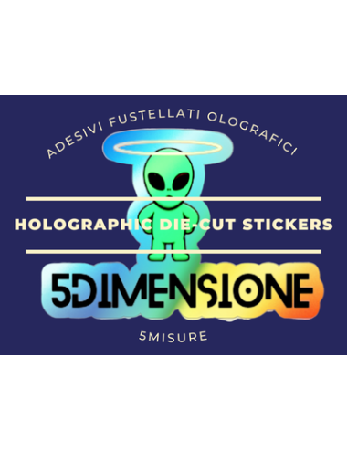 Adesivi Fustellati Olografici Personalizzati in cinque dimensioni con Logo 5Dimensione