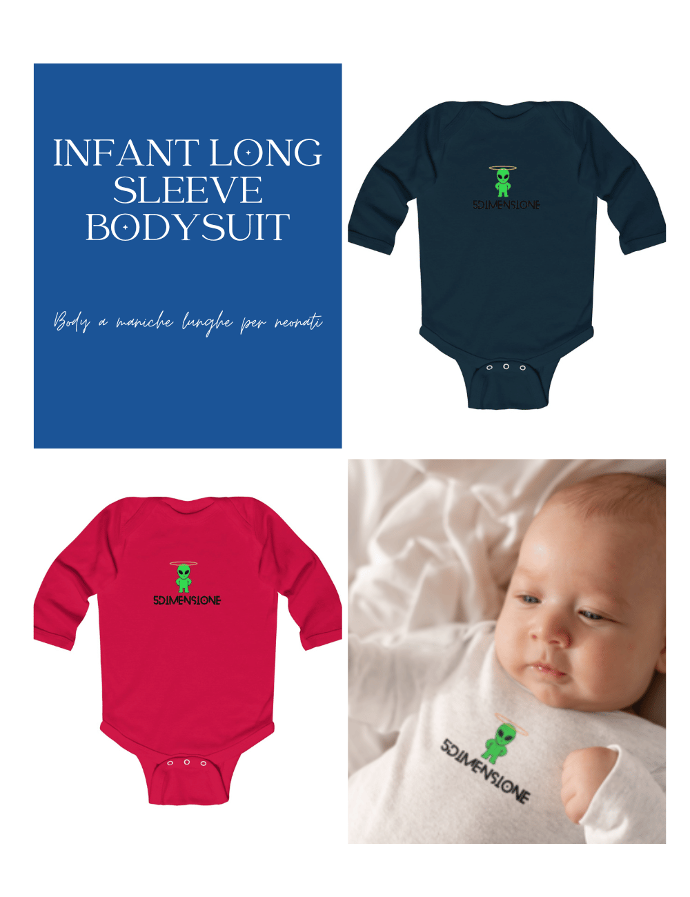 Body a Maniche Lunghe per Neonati personalizzato 5dimensione