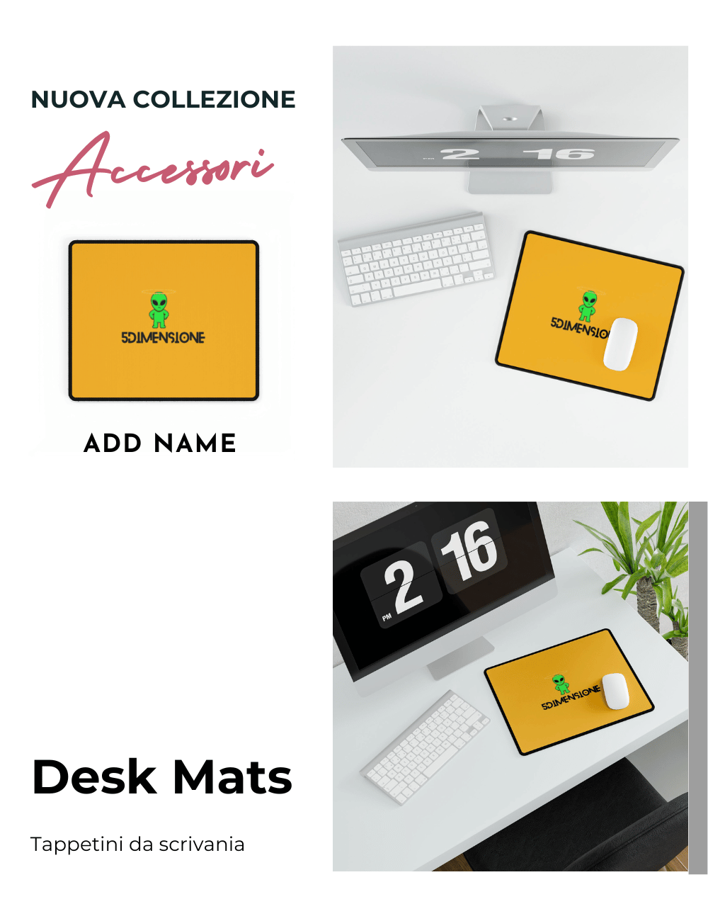 Tappetini Mouse Personalizzati 5dimensione - Design Unico con Nome, Logo o Grafica